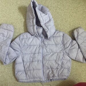 Zara Cropped Puffer Jacket with Hood in Lavender